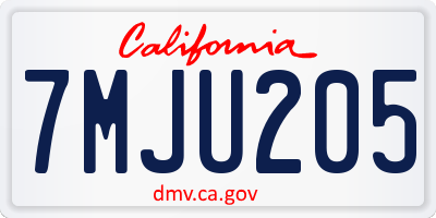 CA license plate 7MJU205
