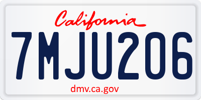 CA license plate 7MJU206