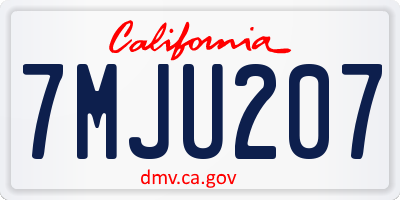 CA license plate 7MJU207