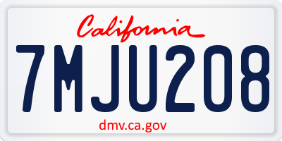 CA license plate 7MJU208