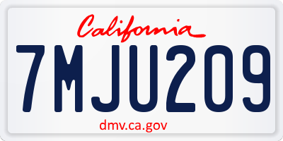 CA license plate 7MJU209