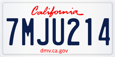 CA license plate 7MJU214