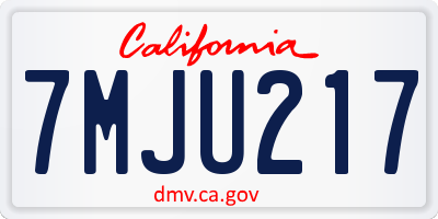 CA license plate 7MJU217