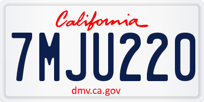 CA license plate 7MJU220