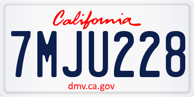 CA license plate 7MJU228