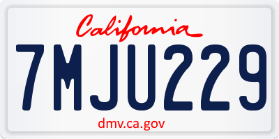 CA license plate 7MJU229