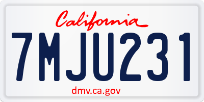 CA license plate 7MJU231