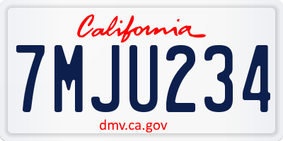CA license plate 7MJU234
