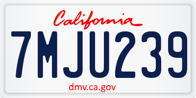 CA license plate 7MJU239