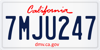CA license plate 7MJU247