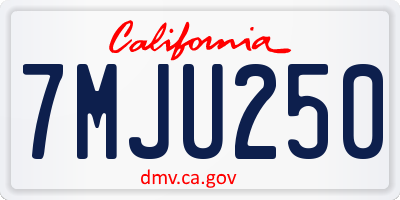 CA license plate 7MJU250