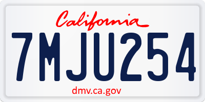 CA license plate 7MJU254