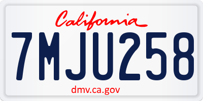 CA license plate 7MJU258