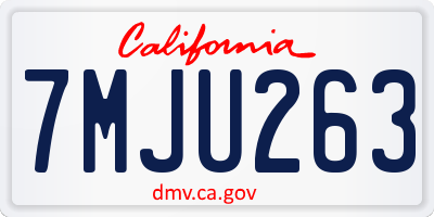 CA license plate 7MJU263
