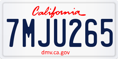 CA license plate 7MJU265