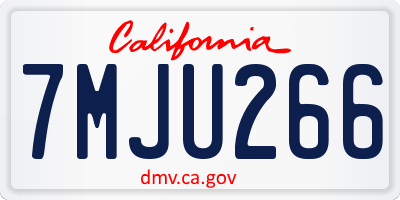 CA license plate 7MJU266