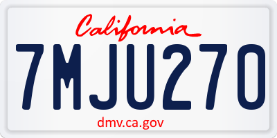 CA license plate 7MJU270