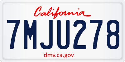 CA license plate 7MJU278