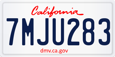 CA license plate 7MJU283