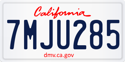 CA license plate 7MJU285