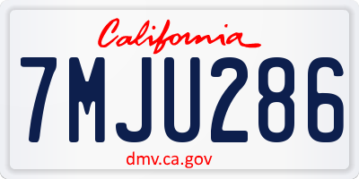CA license plate 7MJU286