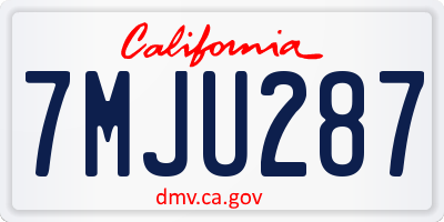 CA license plate 7MJU287