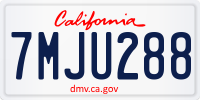 CA license plate 7MJU288