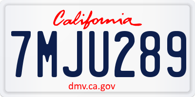 CA license plate 7MJU289