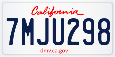 CA license plate 7MJU298