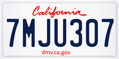 CA license plate 7MJU307