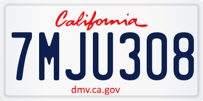 CA license plate 7MJU308