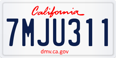 CA license plate 7MJU311