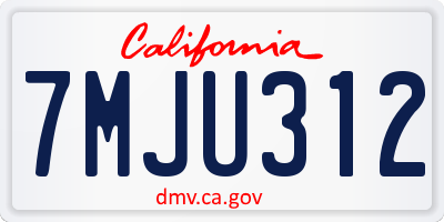 CA license plate 7MJU312