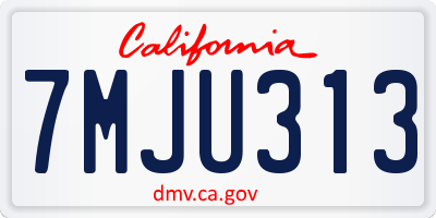 CA license plate 7MJU313