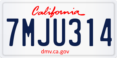 CA license plate 7MJU314