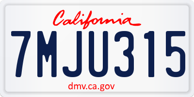 CA license plate 7MJU315