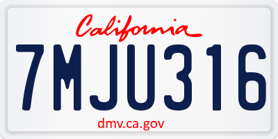 CA license plate 7MJU316