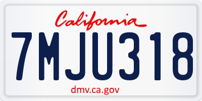 CA license plate 7MJU318