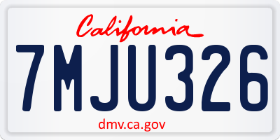 CA license plate 7MJU326