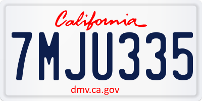 CA license plate 7MJU335