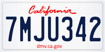 CA license plate 7MJU342