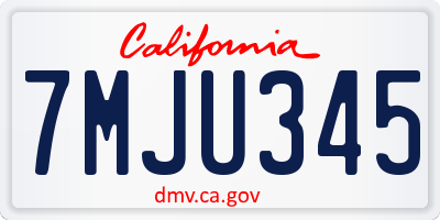 CA license plate 7MJU345