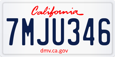 CA license plate 7MJU346