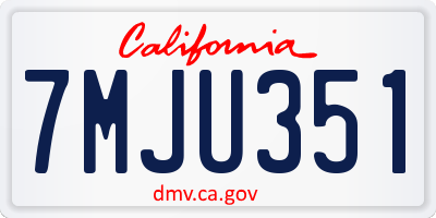 CA license plate 7MJU351