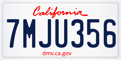 CA license plate 7MJU356