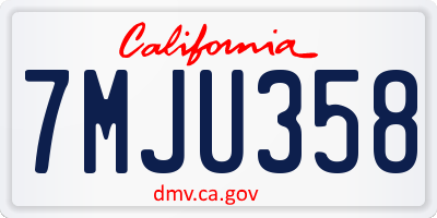 CA license plate 7MJU358