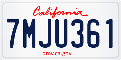 CA license plate 7MJU361