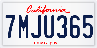 CA license plate 7MJU365