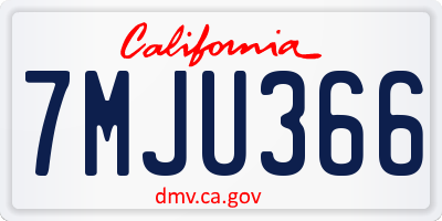 CA license plate 7MJU366