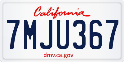 CA license plate 7MJU367